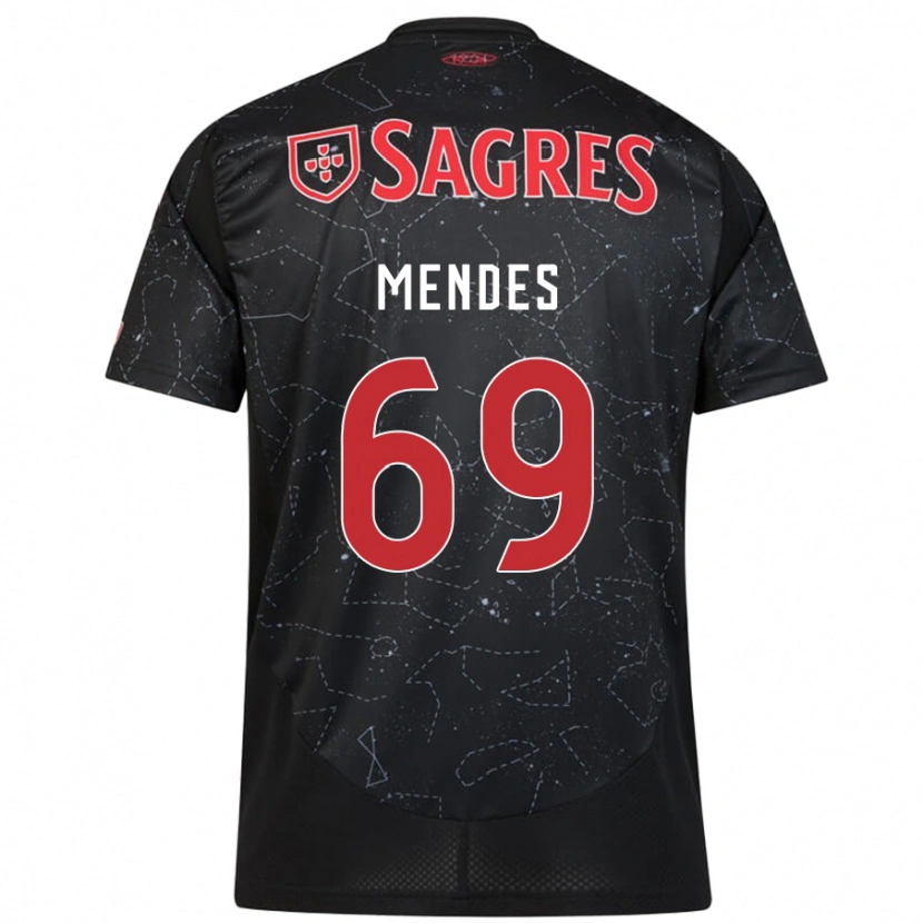 Danxen Kid Vladimir Mendes #69 Black Red Away Jersey 2024/25 T-Shirt