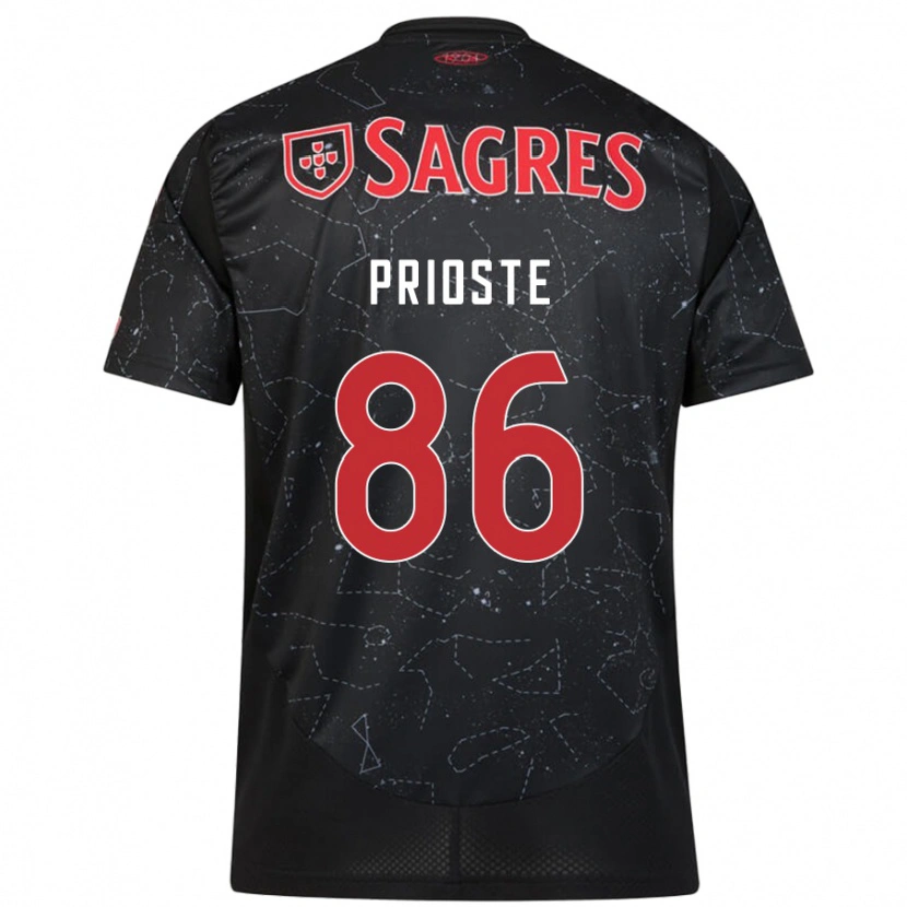 Danxen Kid Diogo Prioste #86 Black Red Away Jersey 2024/25 T-Shirt