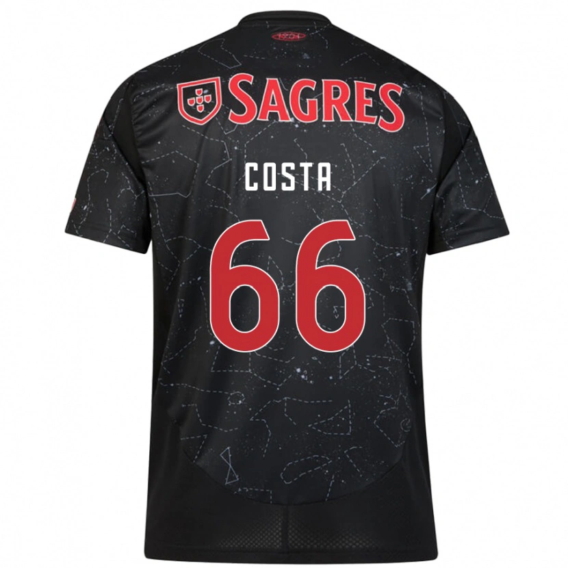 Danxen Kid Rute Costa #66 Black Red Away Jersey 2024/25 T-Shirt