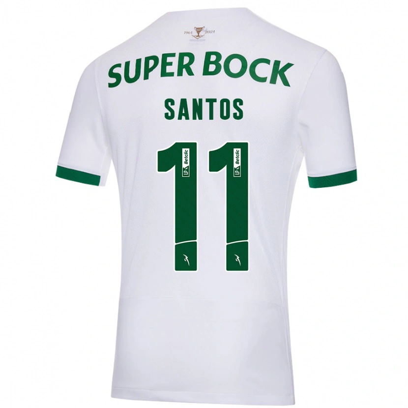 Danxen Kid Nuno Santos #11 White Green Away Jersey 2024/25 T-Shirt