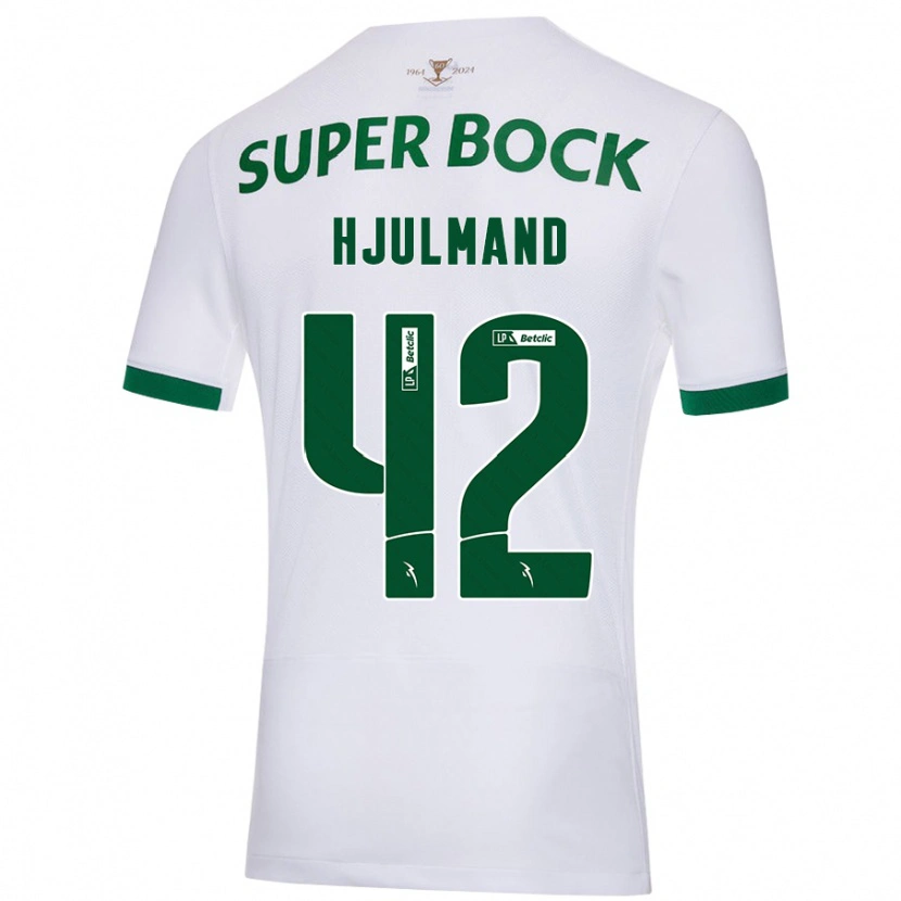 Danxen Kid Morten Hjulmand #42 White Green Away Jersey 2024/25 T-Shirt