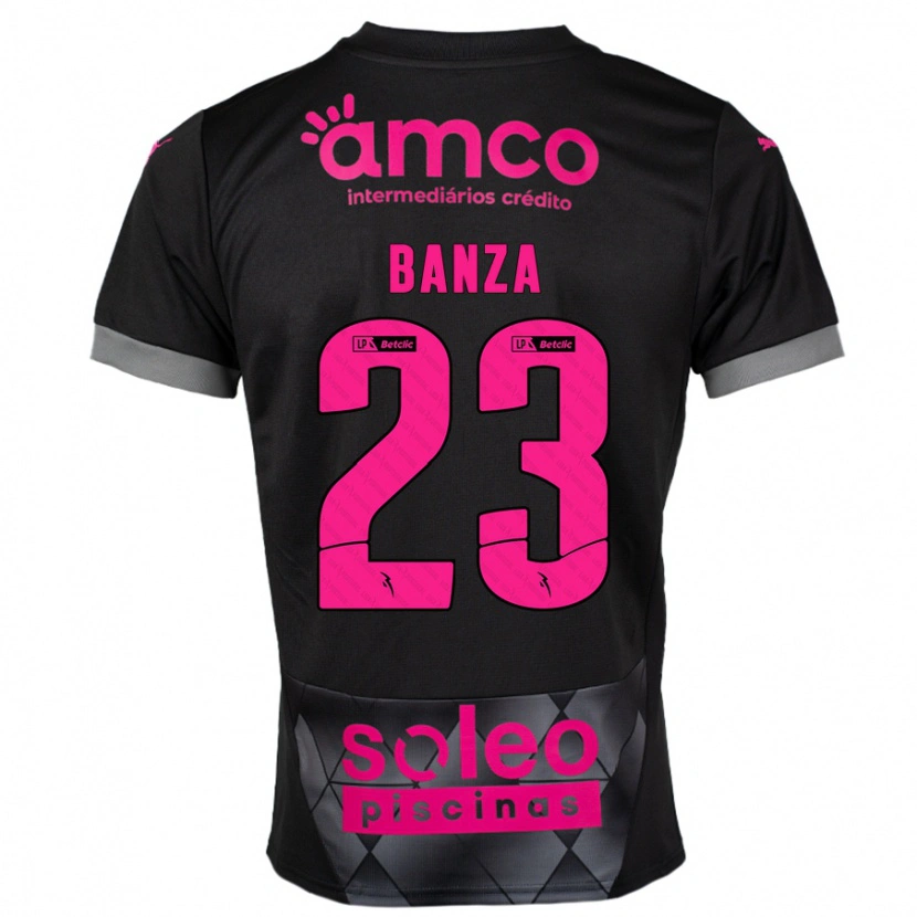 Danxen Kid Simon Banza #23 Black Pink Away Jersey 2024/25 T-Shirt