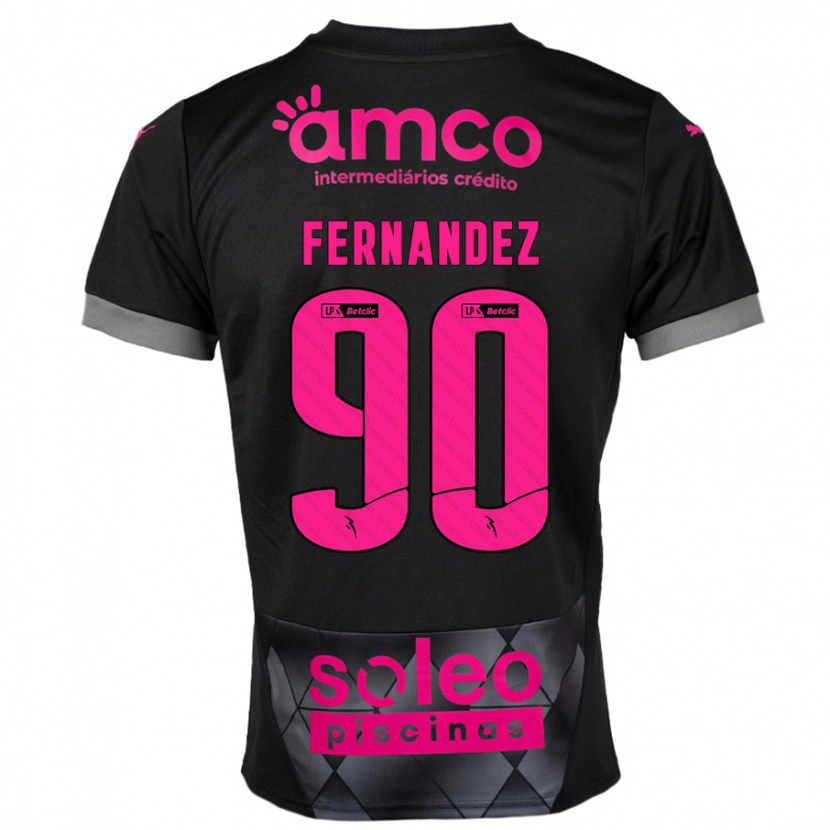 Danxen Kid Roberto Fernández #90 Black Pink Away Jersey 2024/25 T-Shirt