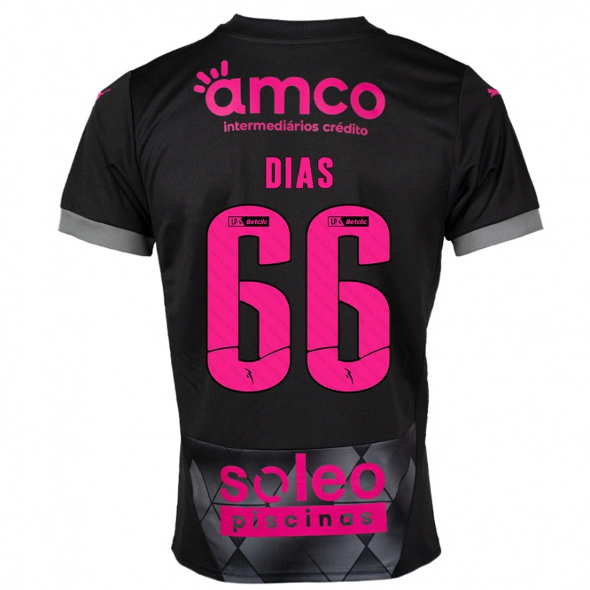 Danxen Kid Gonçalo Dias #66 Black Pink Away Jersey 2024/25 T-Shirt