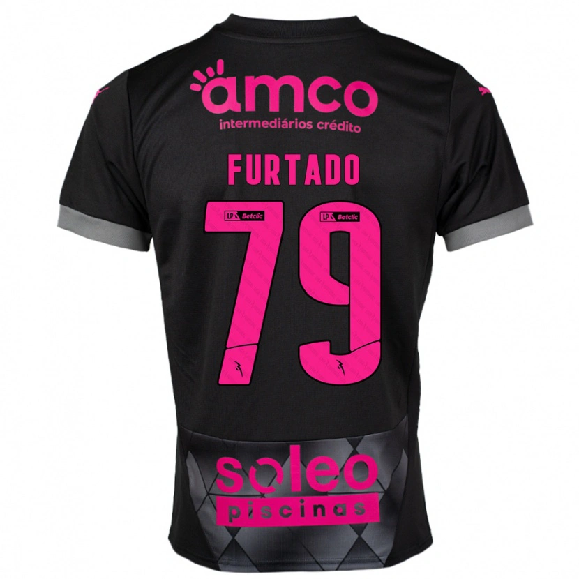 Danxen Kid Rúben Furtado #79 Black Pink Away Jersey 2024/25 T-Shirt