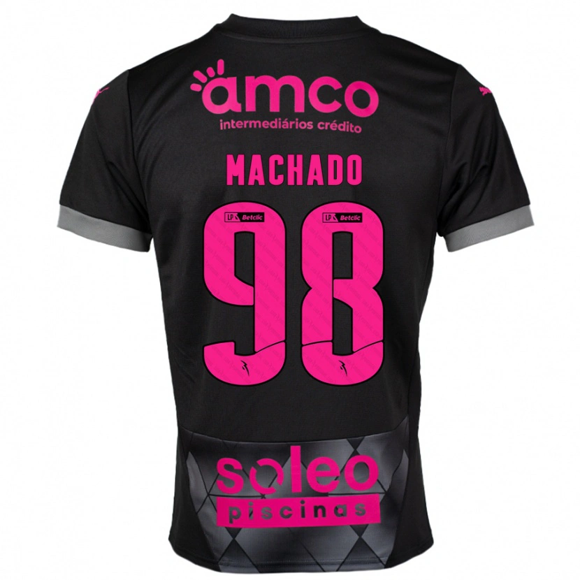 Danxen Kid Gonçalo Machado #98 Black Pink Away Jersey 2024/25 T-Shirt