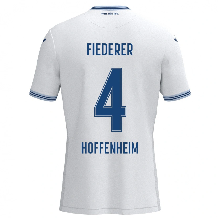 Danxen Kid Tom Fiederer #4 White Blue Away Jersey 2024/25 T-Shirt