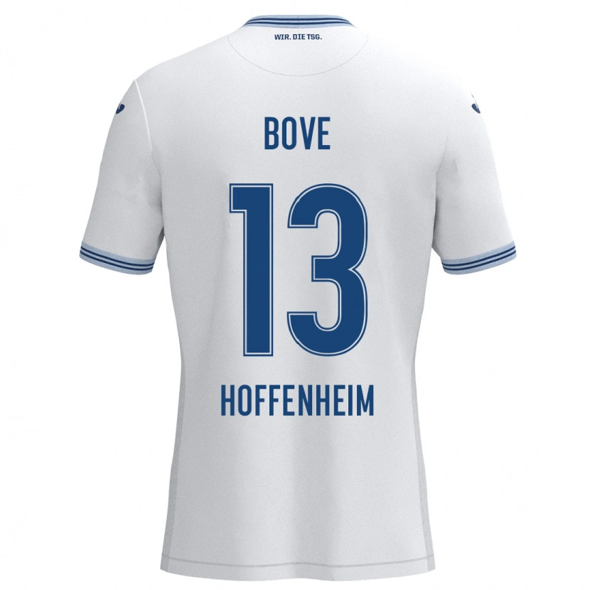 Danxen Kid Nevio Bove #13 White Blue Away Jersey 2024/25 T-Shirt