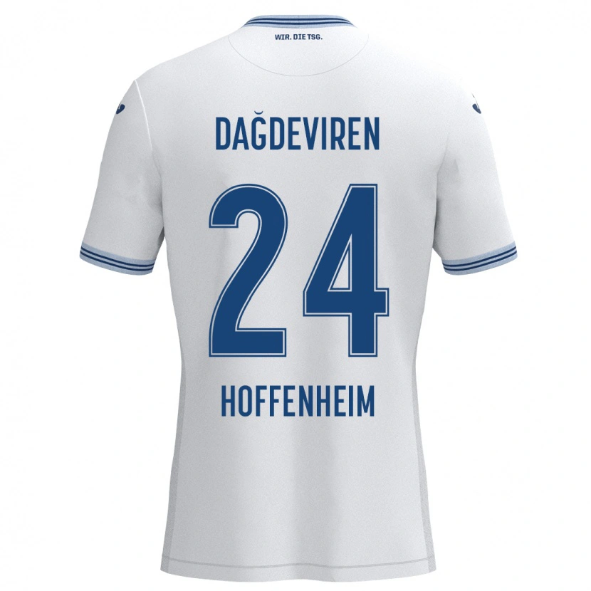 Danxen Kid Diren Dağdeviren #24 White Blue Away Jersey 2024/25 T-Shirt