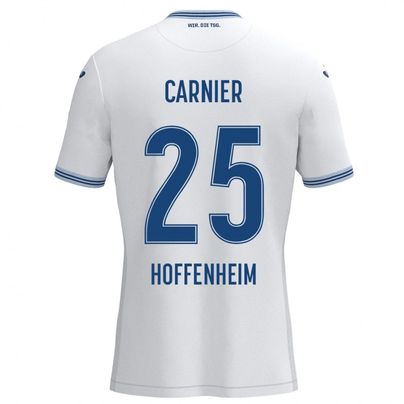 Danxen Kid Alekseï Carnier #25 White Blue Away Jersey 2024/25 T-Shirt