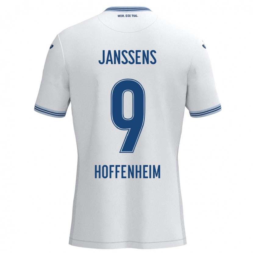 Danxen Kid Jill Janssens #9 White Blue Away Jersey 2024/25 T-Shirt