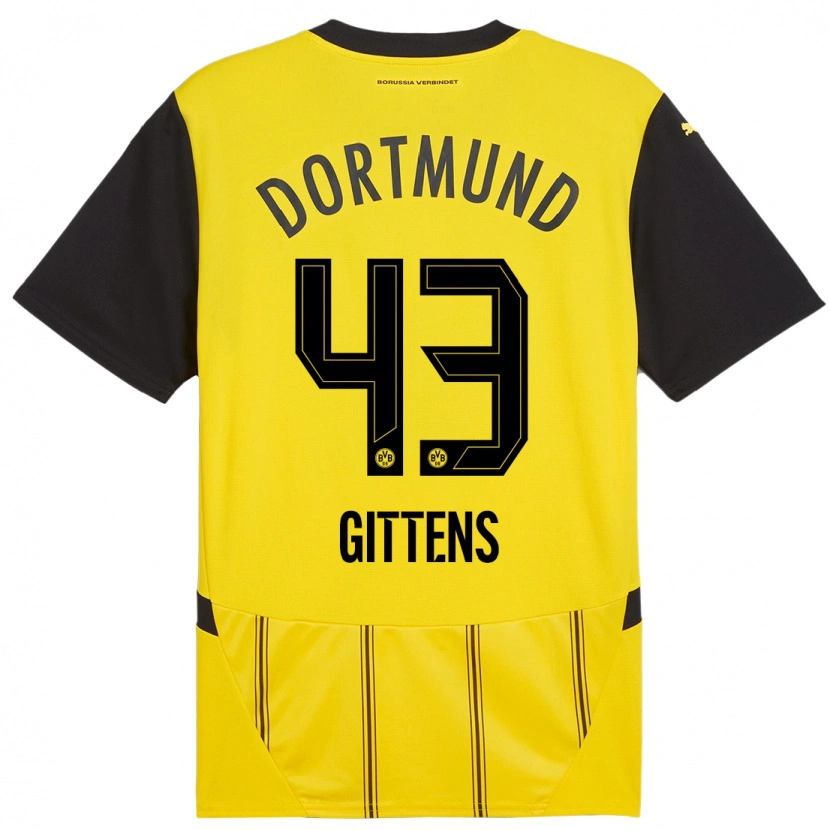 Danxen Men Jamie Gittens #43 Yellow Black Home Jersey 2024/25 T-Shirt