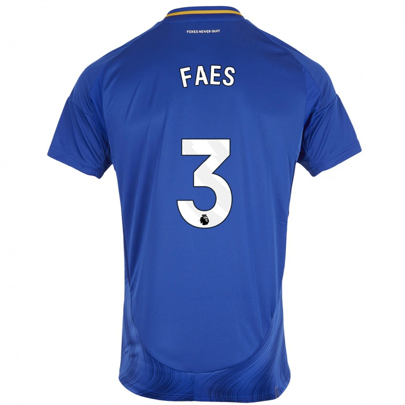 Danxen Men Wout Faes #3 Blue White Home Jersey 2024/25 T-Shirt