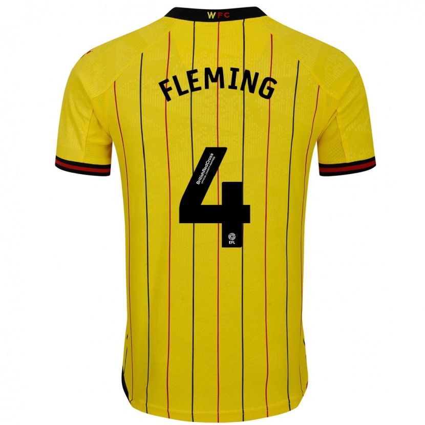 Danxen Men Charlotte Fleming #4 Yellow Black Home Jersey 2024/25 T-Shirt