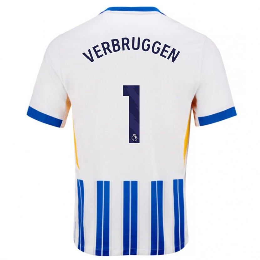 Danxen Men Bart Verbruggen #1 White Blue Pinstripes Home Jersey 2024/25 T-Shirt