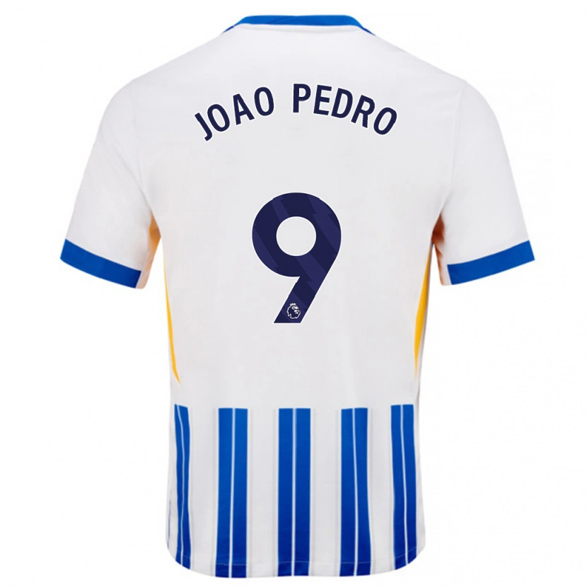 Danxen Men João Pedro #9 White Blue Pinstripes Home Jersey 2024/25 T-Shirt