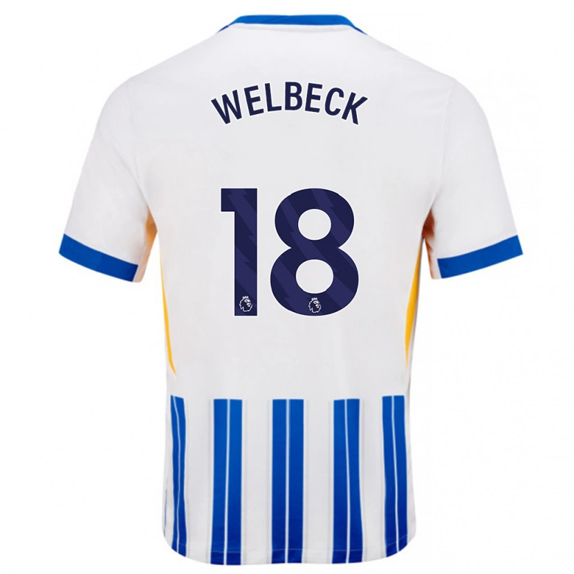 Danxen Men Danny Welbeck #18 White Blue Pinstripes Home Jersey 2024/25 T-Shirt