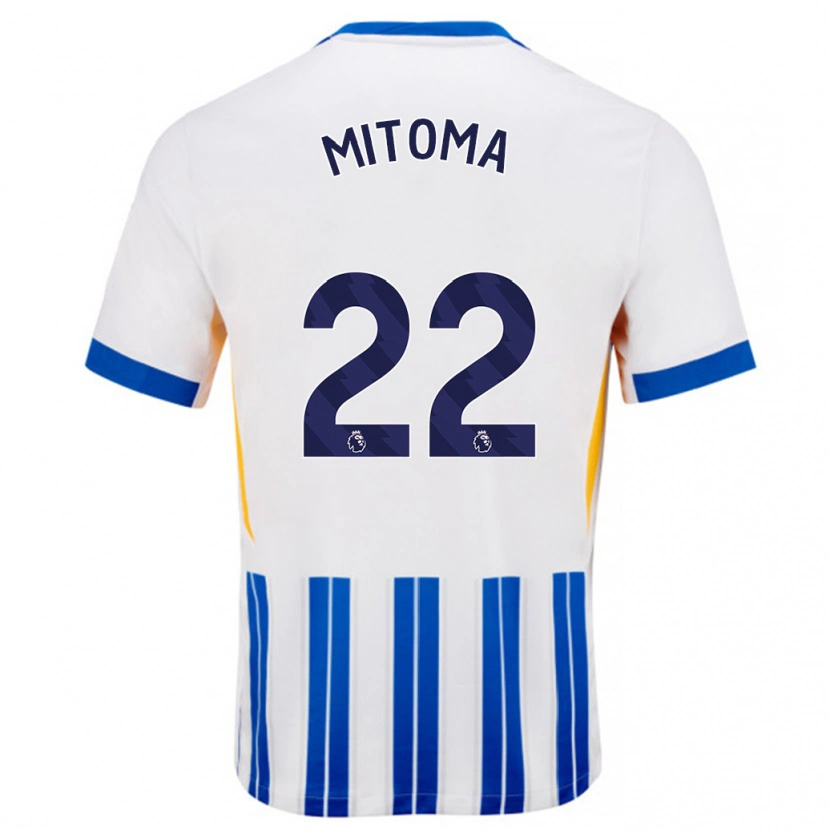 Danxen Men Kaoru Mitoma #22 White Blue Pinstripes Home Jersey 2024/25 T-Shirt