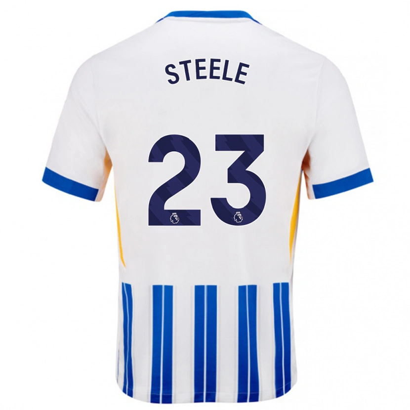 Danxen Men Jason Steele #23 White Blue Pinstripes Home Jersey 2024/25 T-Shirt