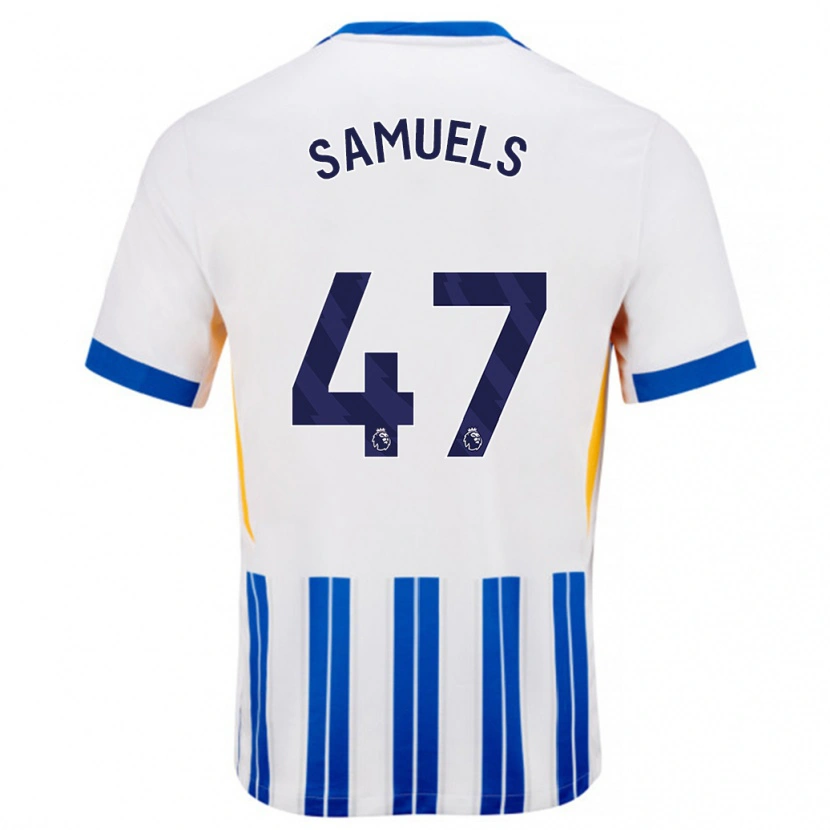 Danxen Men Imari Samuels #47 White Blue Pinstripes Home Jersey 2024/25 T-Shirt