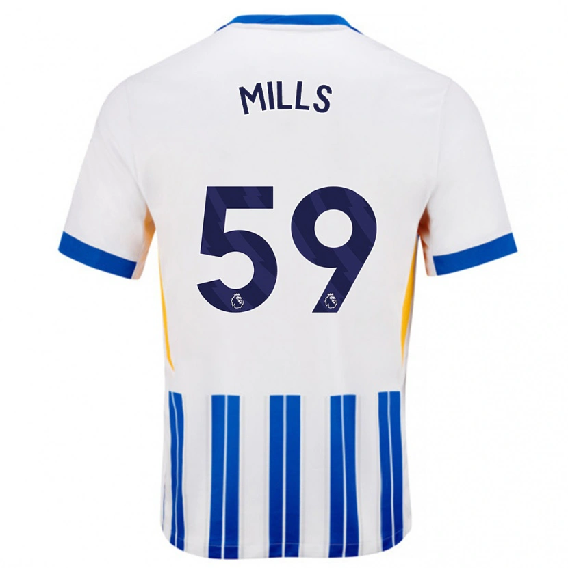 Danxen Men Harry Mills #59 White Blue Pinstripes Home Jersey 2024/25 T-Shirt