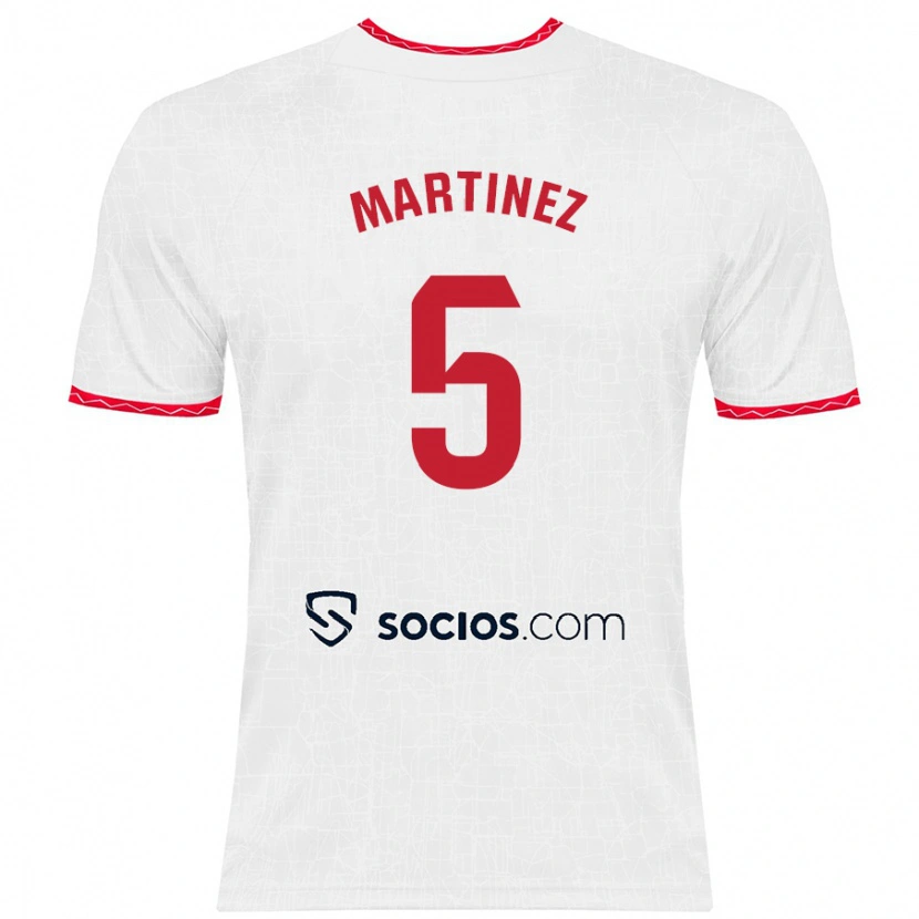 Danxen Men Sergio Martínez #5 White Red Home Jersey 2024/25 T-Shirt