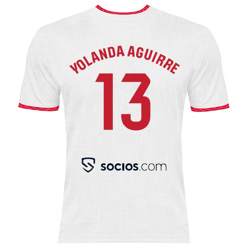 Danxen Men Yolanda Aguirre Gutiérrez #13 White Red Home Jersey 2024/25 T-Shirt