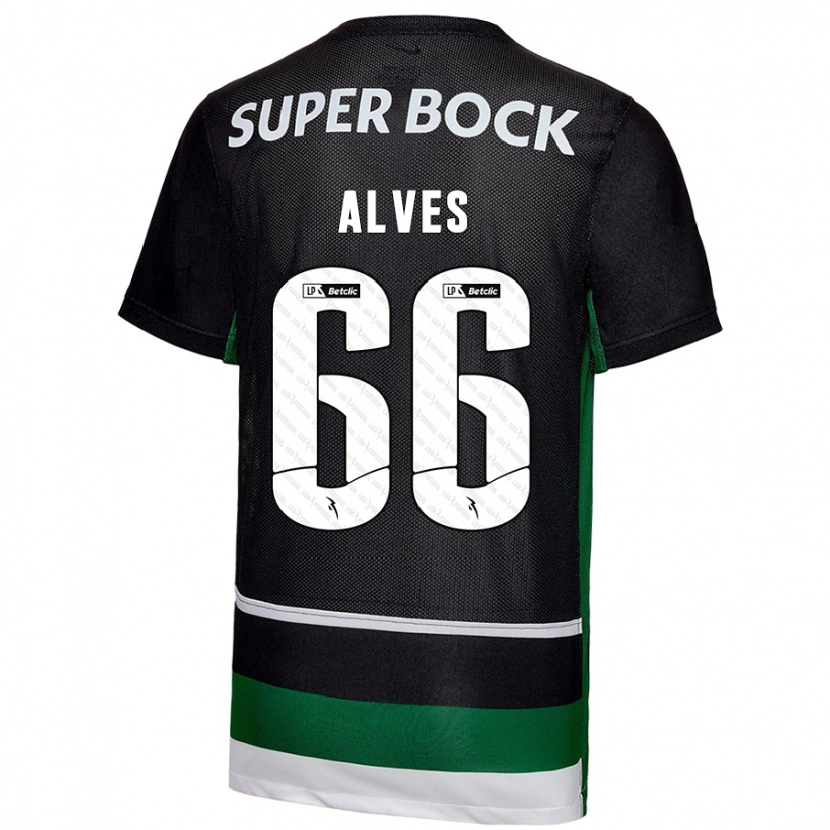 Danxen Men Miguel Alves #66 Black White Green Home Jersey 2024/25 T-Shirt