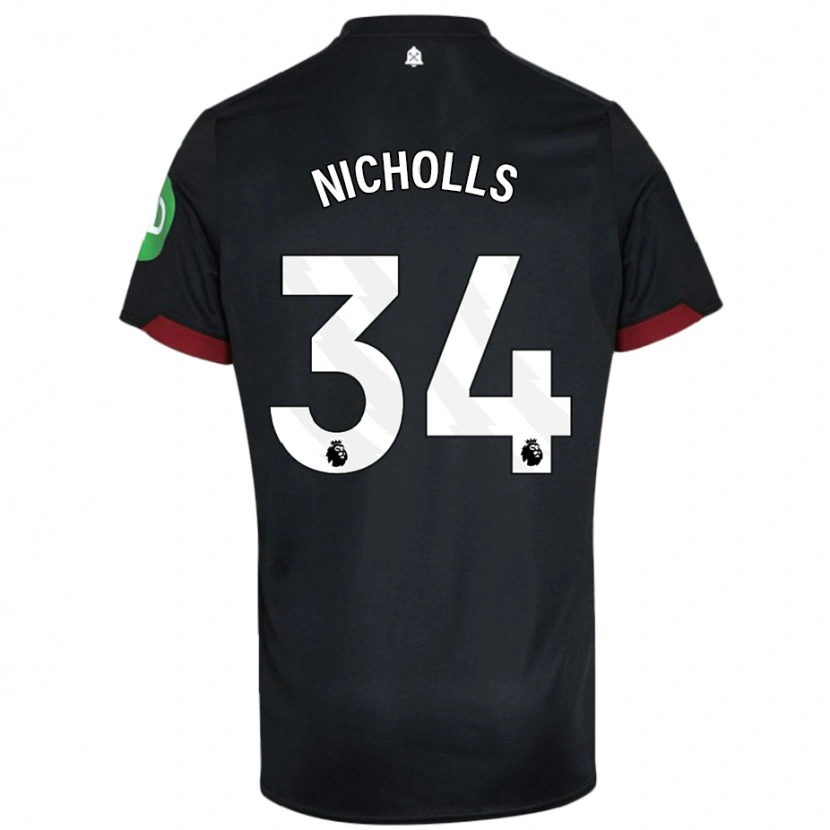 Danxen Men Macey Nicholls #34 Black White Away Jersey 2024/25 T-Shirt