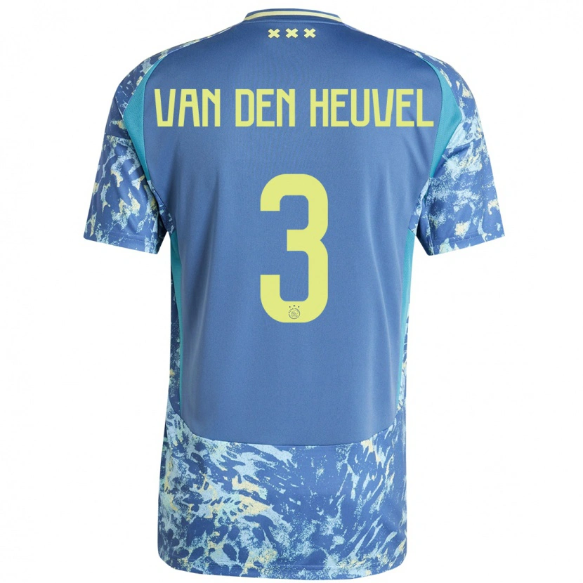 Danxen Men Nino Van Den Heuvel #3 Grey Blue Yellow Away Jersey 2024/25 T-Shirt