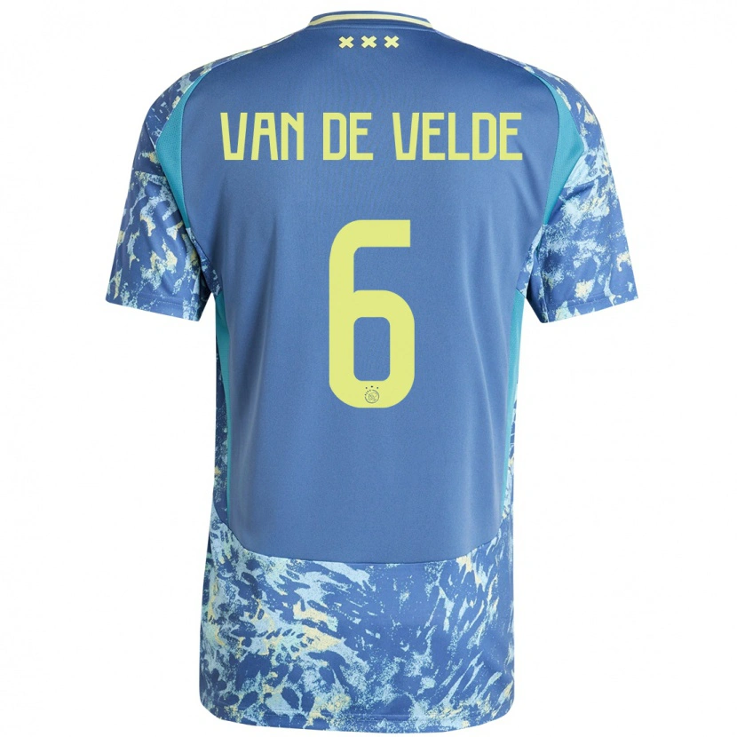 Danxen Men Jonna Van De Velde #6 Grey Blue Yellow Away Jersey 2024/25 T-Shirt