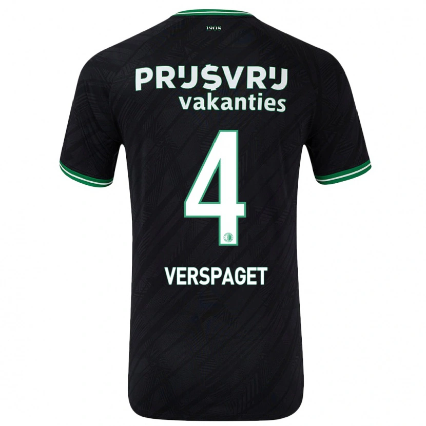 Danxen Men Amber Verspaget #4 Black Green Away Jersey 2024/25 T-Shirt