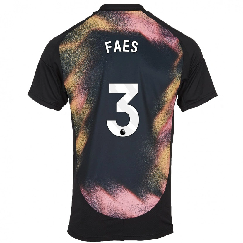 Danxen Men Wout Faes #3 Black White Away Jersey 2024/25 T-Shirt