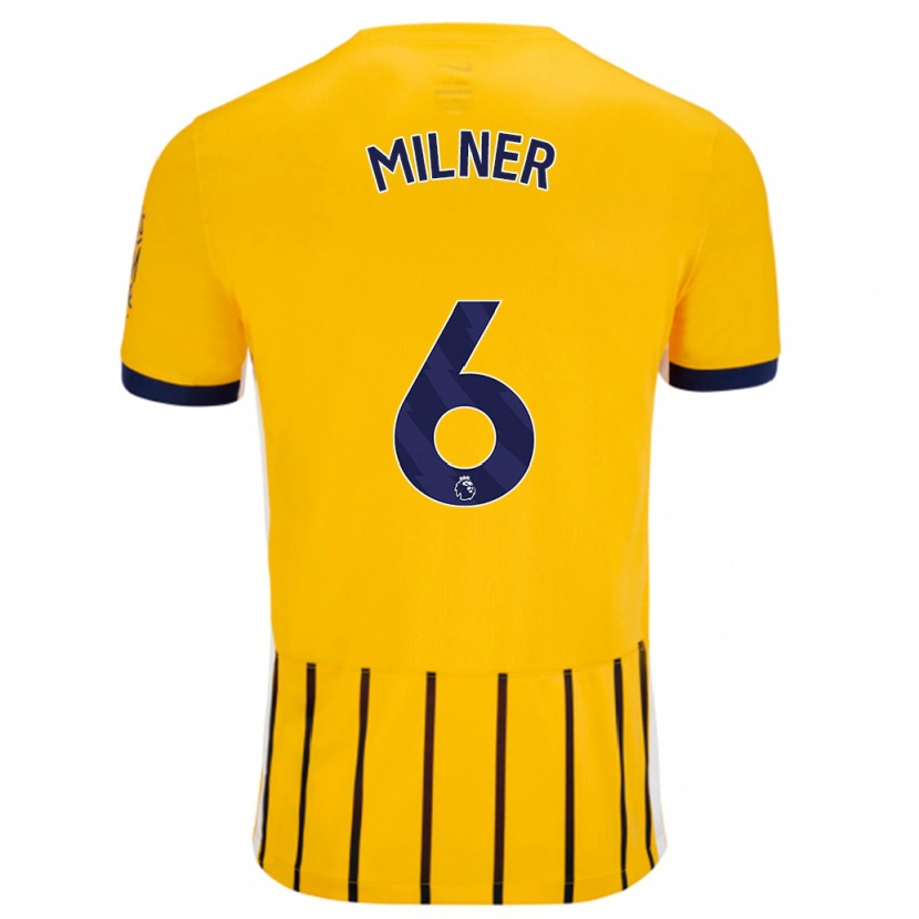 Danxen Men James Milner #6 Gold Blue Pinstripes Away Jersey 2024/25 T-Shirt