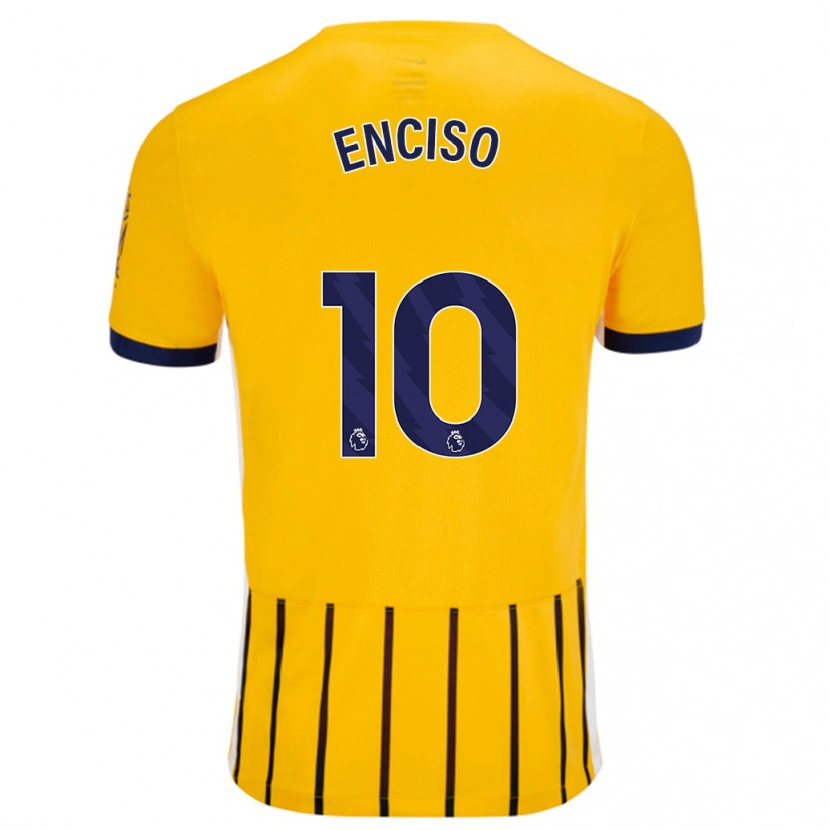 Danxen Men Julio Enciso #10 Gold Blue Pinstripes Away Jersey 2024/25 T-Shirt