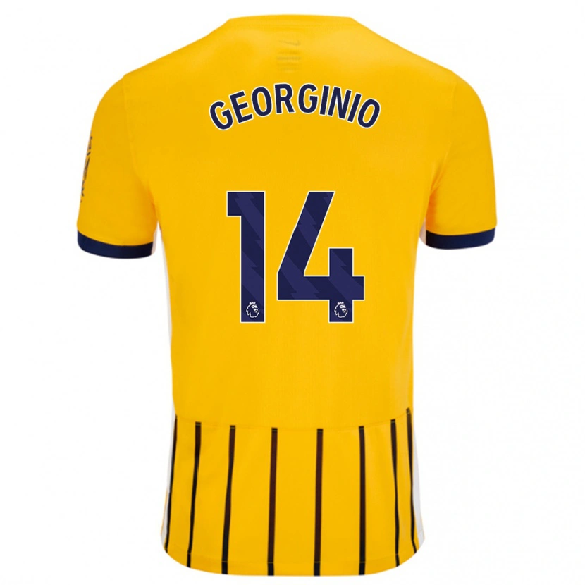 Danxen Men Georginio Rutter #14 Gold Blue Pinstripes Away Jersey 2024/25 T-Shirt