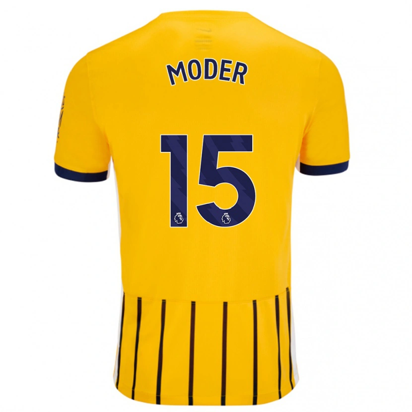 Danxen Men Jakub Moder #15 Gold Blue Pinstripes Away Jersey 2024/25 T-Shirt