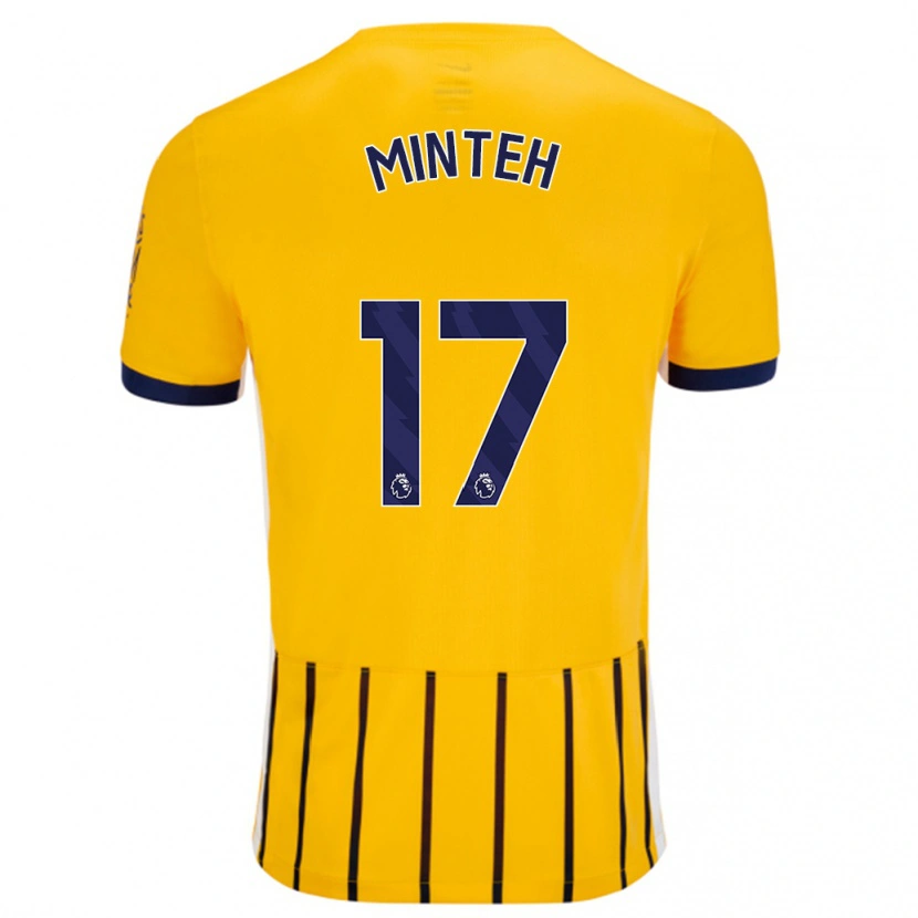 Danxen Men Yankuba Minteh #17 Gold Blue Pinstripes Away Jersey 2024/25 T-Shirt