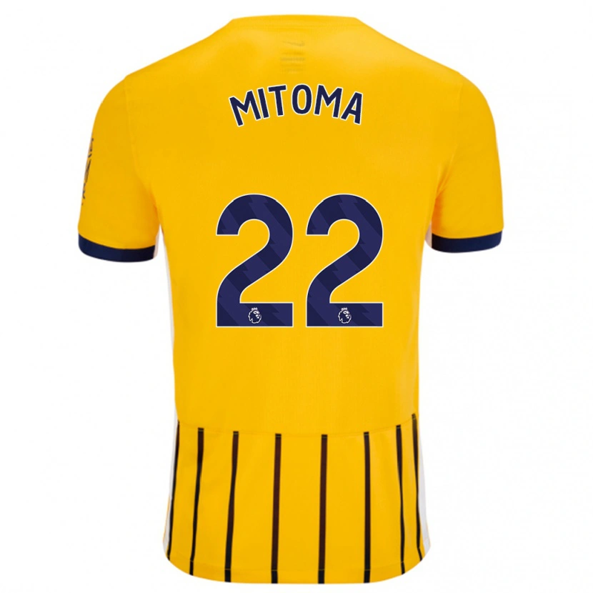 Danxen Men Kaoru Mitoma #22 Gold Blue Pinstripes Away Jersey 2024/25 T-Shirt