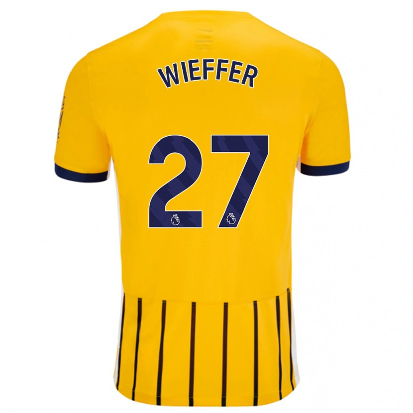 Danxen Men Mats Wieffer #27 Gold Blue Pinstripes Away Jersey 2024/25 T-Shirt