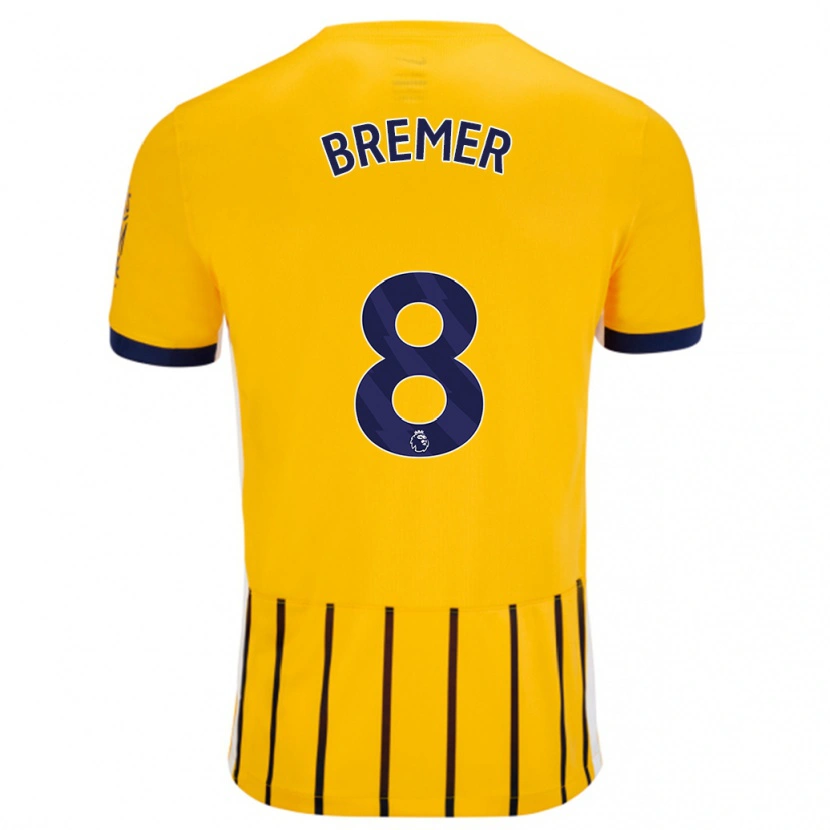 Danxen Men Pauline Bremer #8 Gold Blue Pinstripes Away Jersey 2024/25 T-Shirt