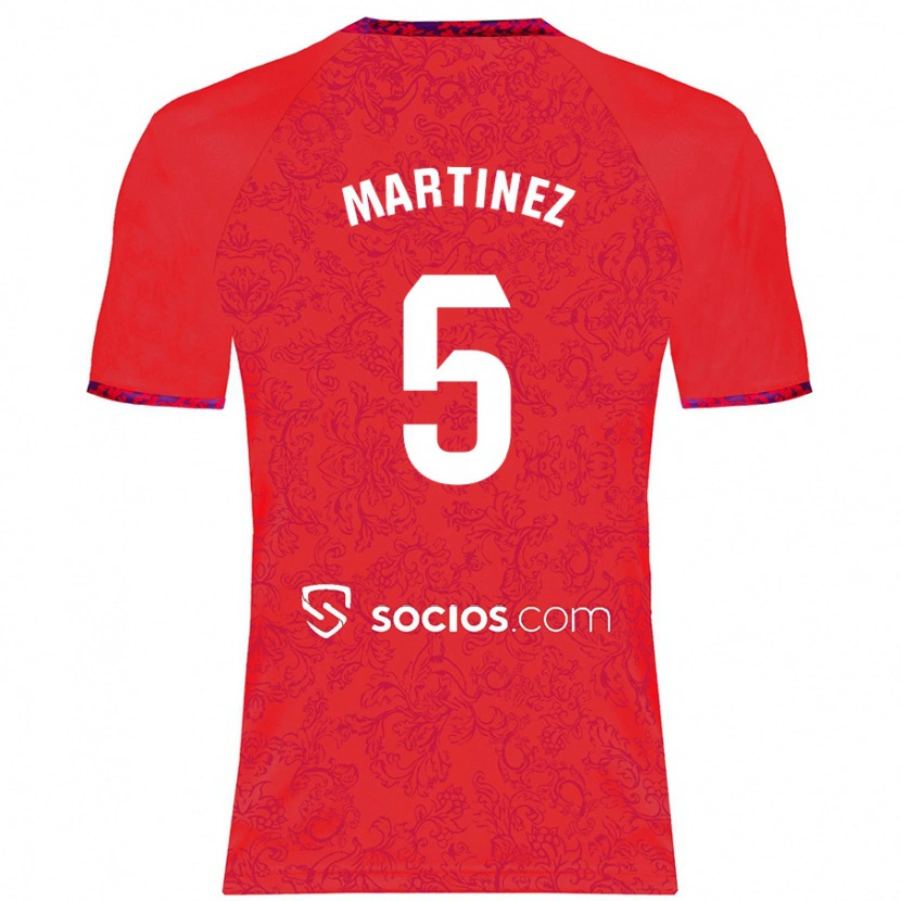 Danxen Men Sergio Martínez #5 Red Away Jersey 2024/25 T-Shirt