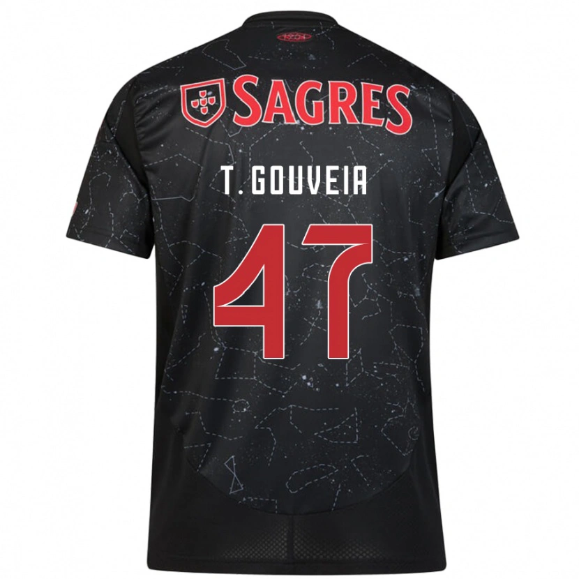 Danxen Men Tiago Gouveia #47 Black Red Away Jersey 2024/25 T-Shirt