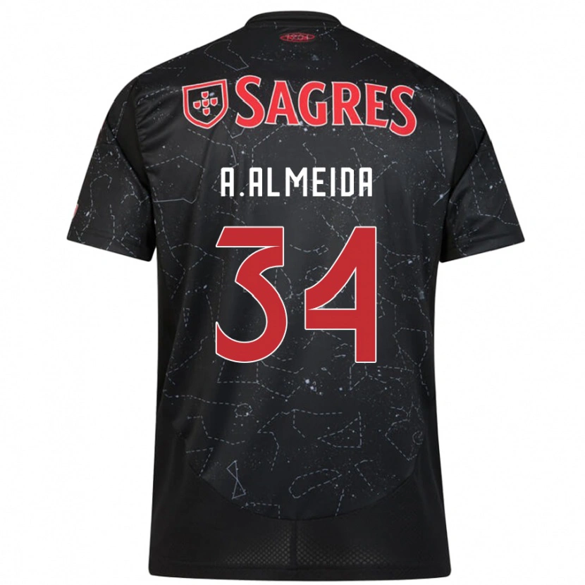 Danxen Men Andre Almeida #34 Black Red Away Jersey 2024/25 T-Shirt