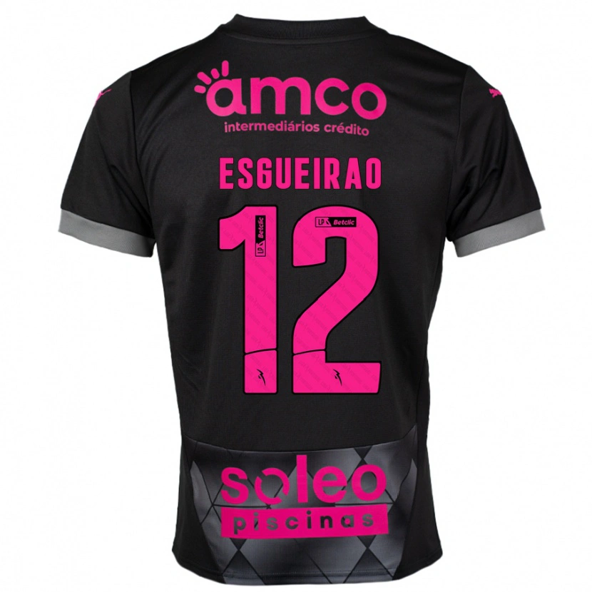 Danxen Men Íris Esgueirão #12 Black Pink Away Jersey 2024/25 T-Shirt