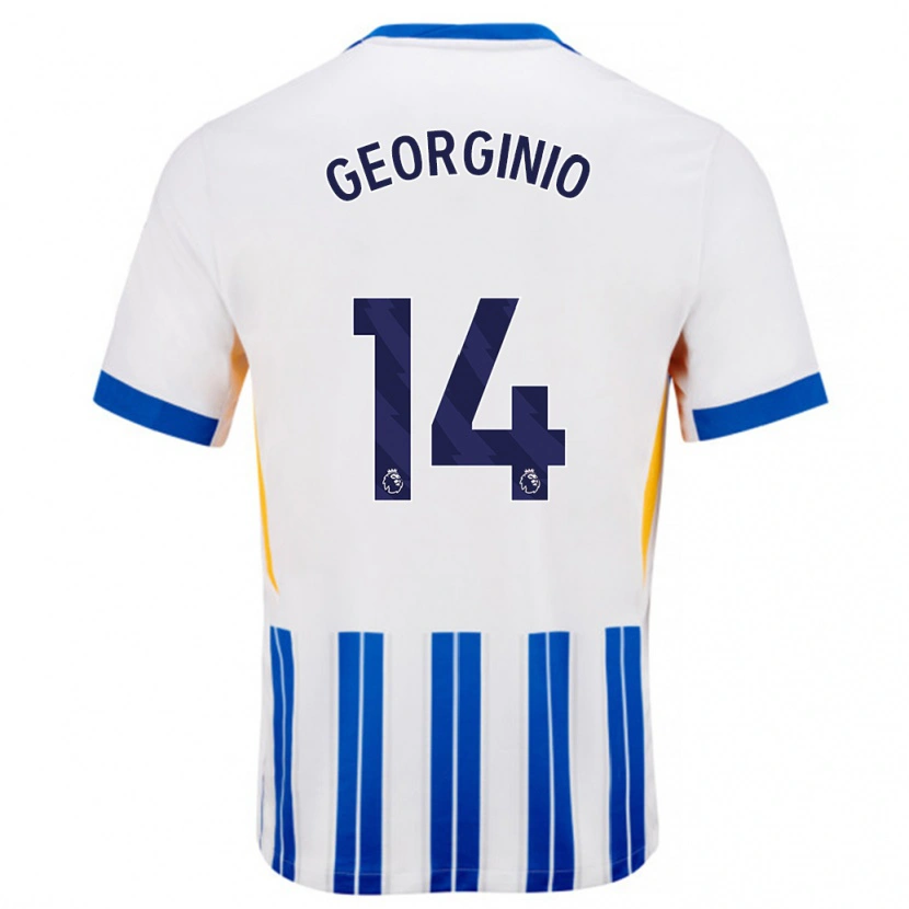 Danxen Women Georginio Rutter #14 White Blue Pinstripes Home Jersey 2024/25 T-Shirt