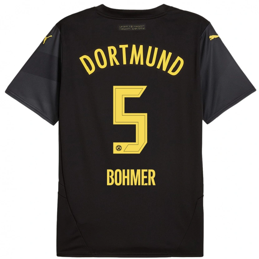 Danxen Women Tim Bohmer #5 Black Yellow Away Jersey 2024/25 T-Shirt