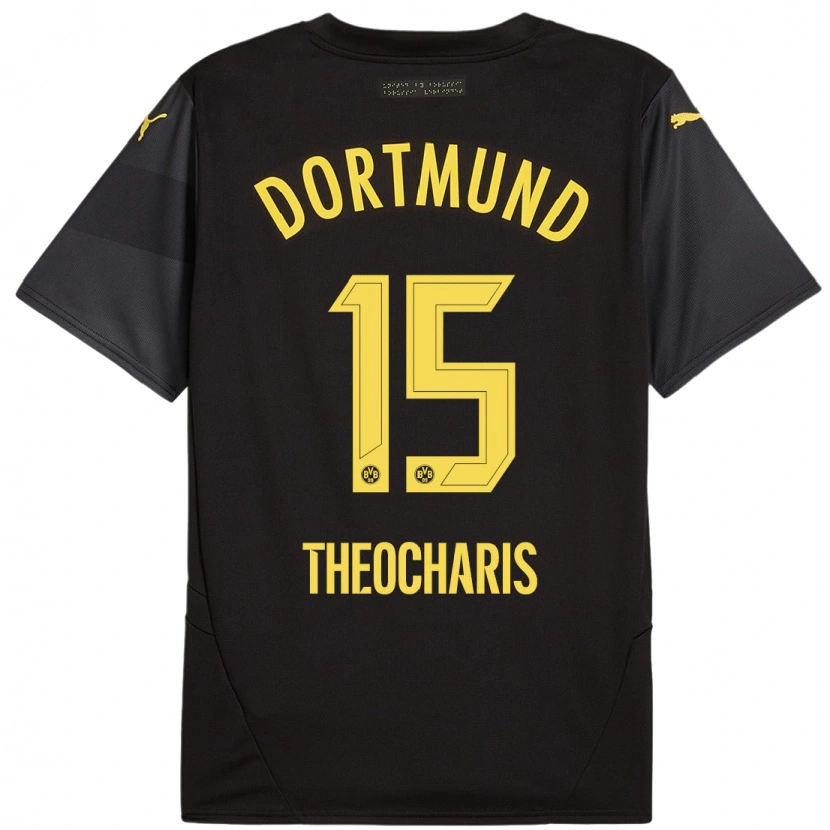 Danxen Women Elefterios Theocharis #15 Black Yellow Away Jersey 2024/25 T-Shirt