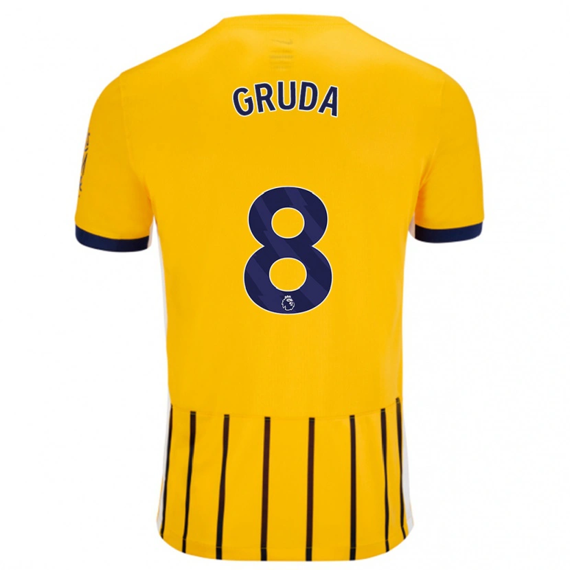 Danxen Women Brajan Gruda #8 Gold Blue Pinstripes Away Jersey 2024/25 T-Shirt