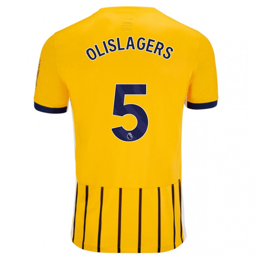 Danxen Women Marisa Olislagers #5 Gold Blue Pinstripes Away Jersey 2024/25 T-Shirt